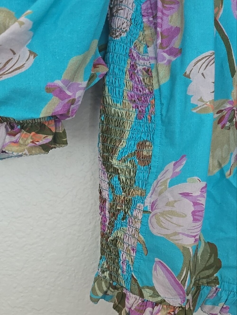 Antropologie LOVE THE LABEL Floral Puff-Sleeve colorful Summer Top - Picture 7 of 12
